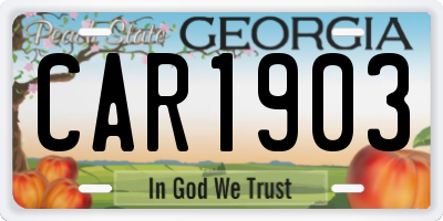 GA license plate CAR1903