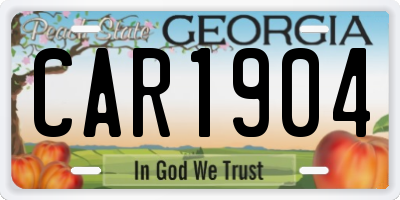 GA license plate CAR1904