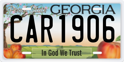 GA license plate CAR1906