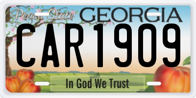 GA license plate CAR1909