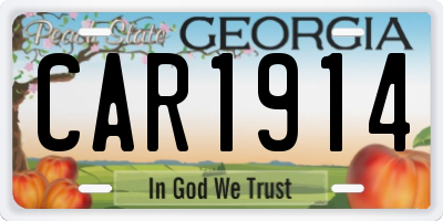 GA license plate CAR1914