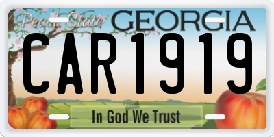 GA license plate CAR1919