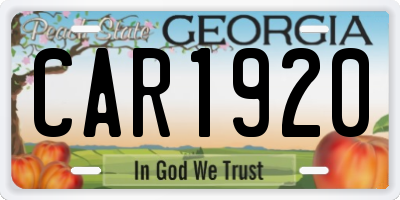 GA license plate CAR1920
