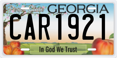 GA license plate CAR1921