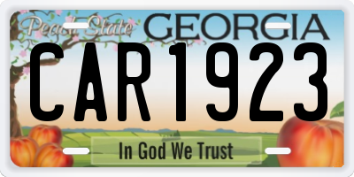 GA license plate CAR1923