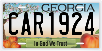 GA license plate CAR1924