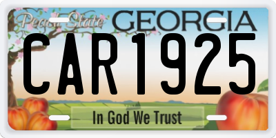 GA license plate CAR1925