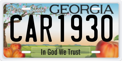 GA license plate CAR1930