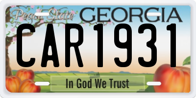 GA license plate CAR1931