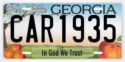 GA license plate CAR1935