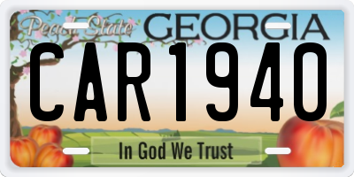 GA license plate CAR1940