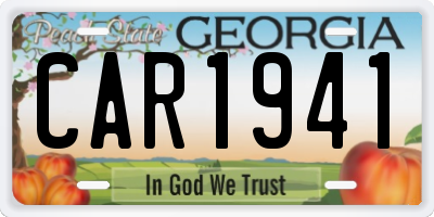 GA license plate CAR1941