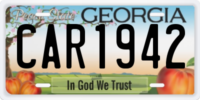 GA license plate CAR1942