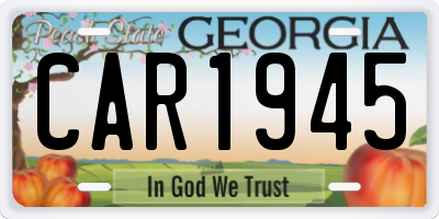 GA license plate CAR1945