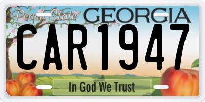 GA license plate CAR1947