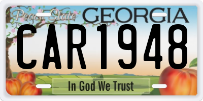 GA license plate CAR1948