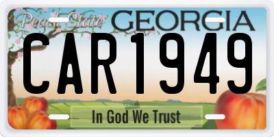 GA license plate CAR1949