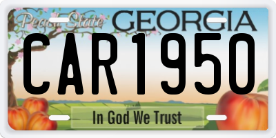 GA license plate CAR1950