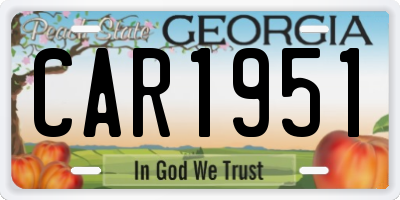 GA license plate CAR1951