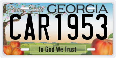 GA license plate CAR1953