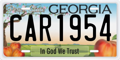 GA license plate CAR1954