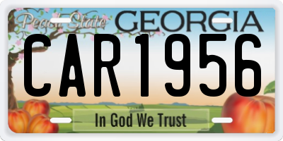 GA license plate CAR1956