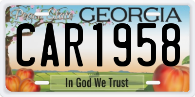 GA license plate CAR1958