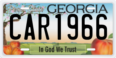 GA license plate CAR1966