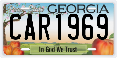 GA license plate CAR1969