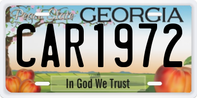 GA license plate CAR1972