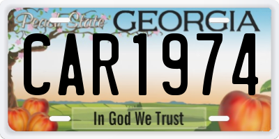 GA license plate CAR1974