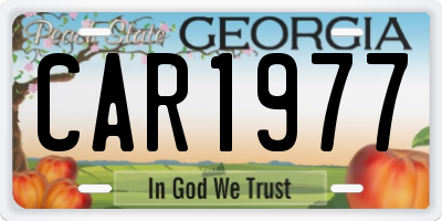 GA license plate CAR1977