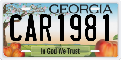 GA license plate CAR1981