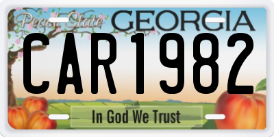 GA license plate CAR1982