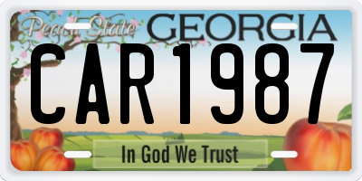 GA license plate CAR1987