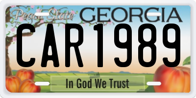 GA license plate CAR1989