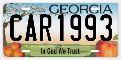 GA license plate CAR1993