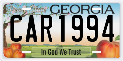 GA license plate CAR1994