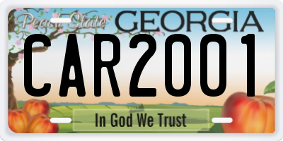 GA license plate CAR2001