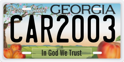 GA license plate CAR2003