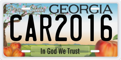 GA license plate CAR2016