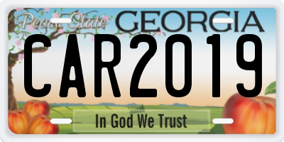 GA license plate CAR2019