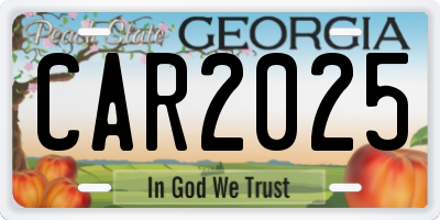 GA license plate CAR2025