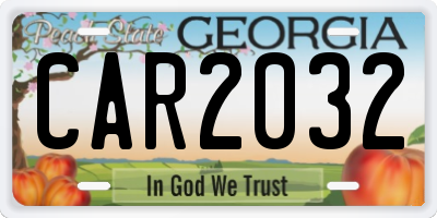 GA license plate CAR2032