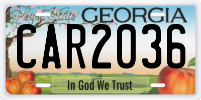 GA license plate CAR2036