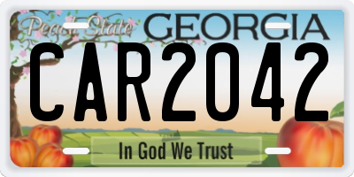 GA license plate CAR2042