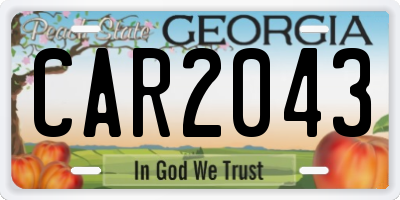 GA license plate CAR2043