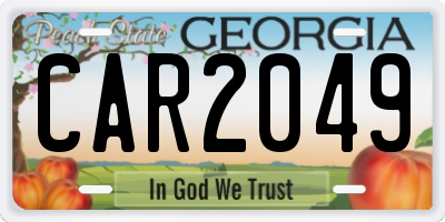 GA license plate CAR2049