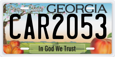 GA license plate CAR2053