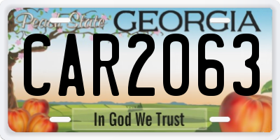 GA license plate CAR2063